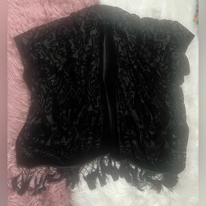Black Burnout Velvet Kimono Shawl